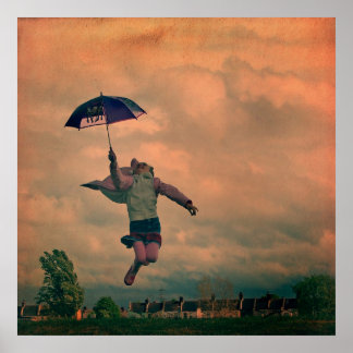 Poster fille avec parapluie
