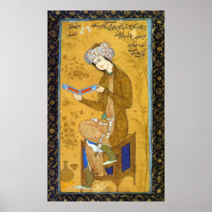 Poster Fille avec un défilement - Reza Abbasi - c1600