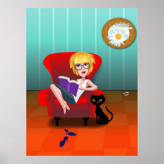 Poster Fille avec un livre