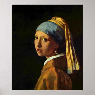 Poster Fille avec une boucle d'oreille de perle