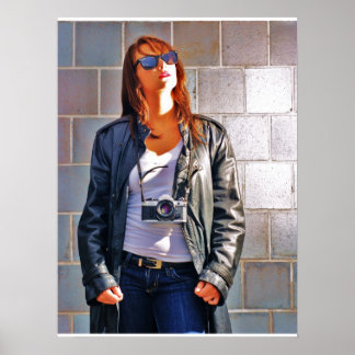 Poster Fille avec une caméra