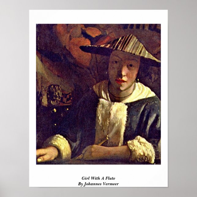 Poster Fille Avec Une Flûte Par Johannes Vermeer (Devant)