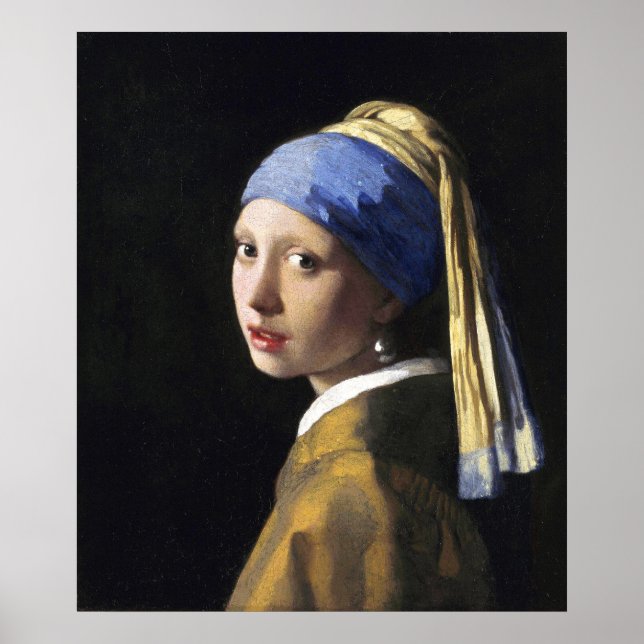Poster Fille avec une oreille perle, Jan Vermeer (Devant)
