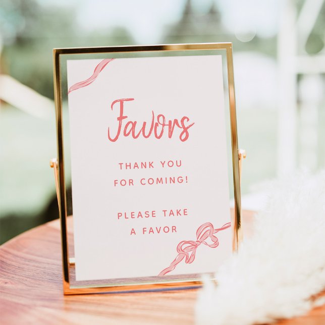 Poster Fille Baby shower Fille Bow Dessinée À La M (Créateur téléchargé)