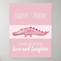 Fille Bébé Aquarelle Crocodile Jungle Art de Pépin