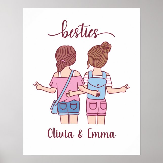 Poster Fille Besties Meilleurs amis Personnalisé (Devant)