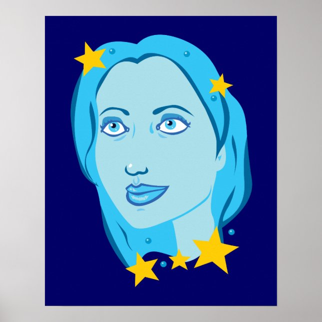 Poster Fille bleue étoilée (Devant)