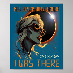 Poster Fille blonde éclipse solaire totale 2024 Nouveau-B
