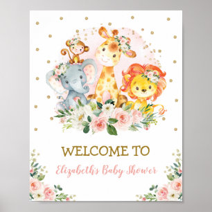 Poster Fille Blush Floral Jungle Animaux Safari Wild One