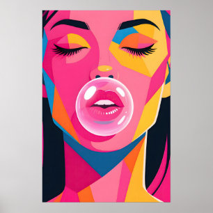 Poster Fille Bubble Gum Pop Art