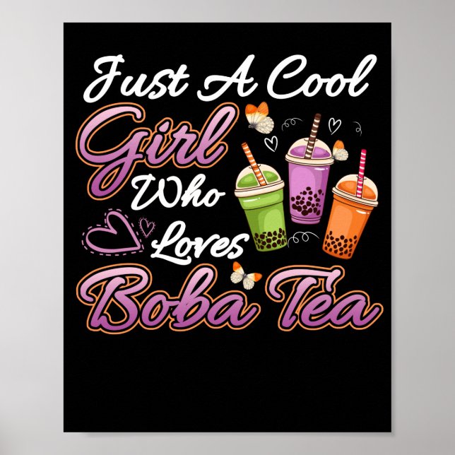 Poster Fille cool qui aime Boba Tea Boba Boire Bubble Tea (Devant)