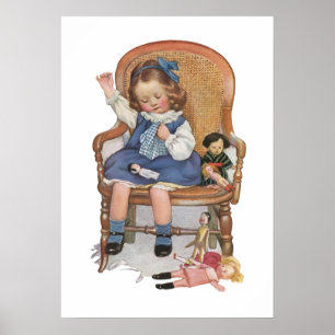 Poster Fille coudre des Dollies