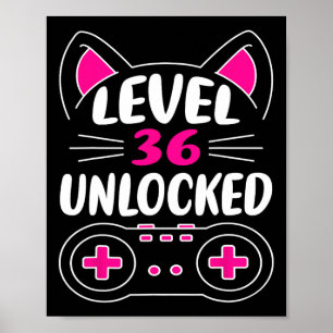 Poster Fille d'anniversaire amoureuse de chat jeu vidéo n