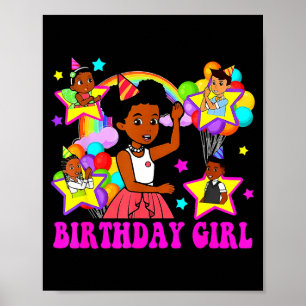 Poster Fille d'anniversaire gracie rose poupée famille dé
