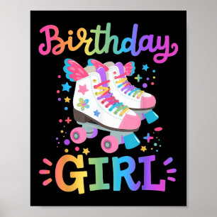 Poster Fille d'anniversaire patins à roulettes patineuse