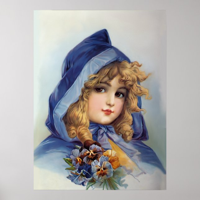 Poster Fille dans le chapeau bleu (Devant)