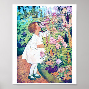 Poster Fille dans le jardin des fleurs, Jessie Willcox Sm
