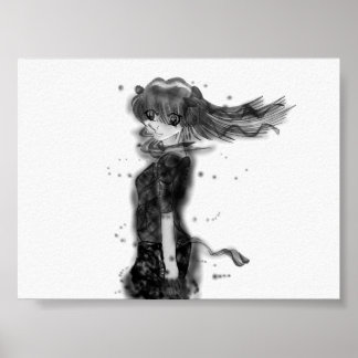 Poster Fille dans le vent