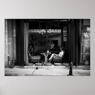 Poster Fille dans un café et café TIme - Photo de rue