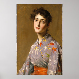 Poster Fille dans un costume japonais