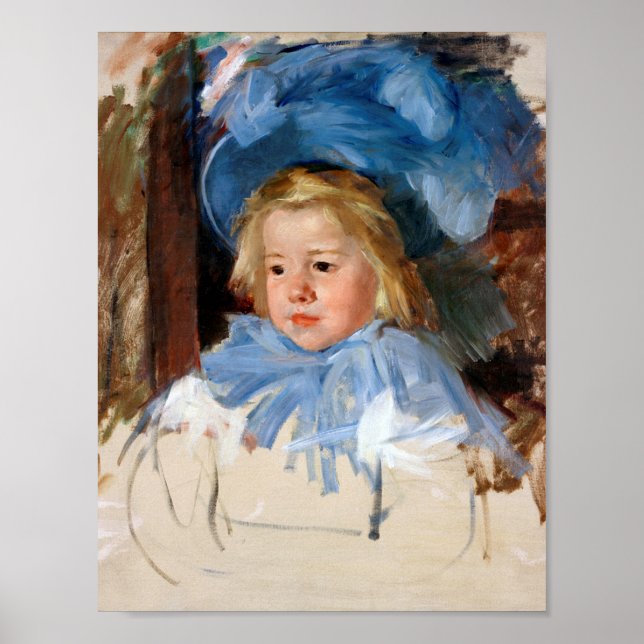 Poster Fille dans une Bonnet Bleue, Mary Cassatt (Devant)