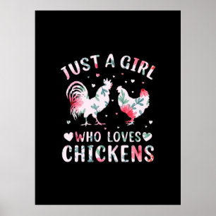 Poster Fille d'art de poulet qui aime les poulets