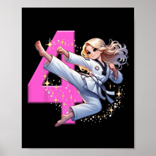 Poster Fille de 4 ans Fête de martial arts Taekwondo Kara