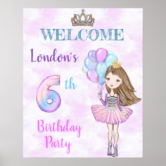 Poster Fille de 6 ans Princesse Lavande Turquoise