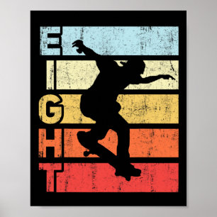 Poster Fille de 8 ans faisant du skateboard pour son 8ème