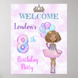 Poster Fille de 8 ans pour son anniversaire Princesse Afr