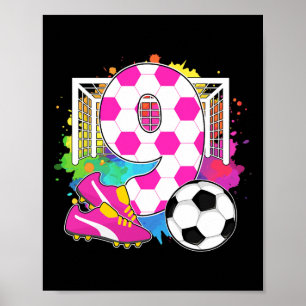 Poster Fille de 9 ans Fête d'anniversaire 9e anniversaire