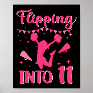 Poster Fille de cheerleading d'anniversaire de 11 ans 11e
