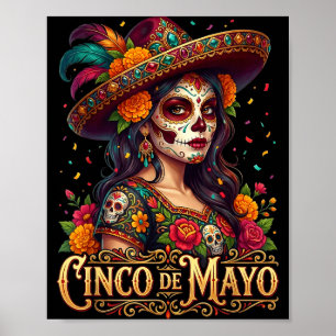 Poster Fille de Cinco de mayo fiesta mexicaine 5 de mayo 