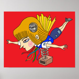 Poster Fille de fantasy mécanique.