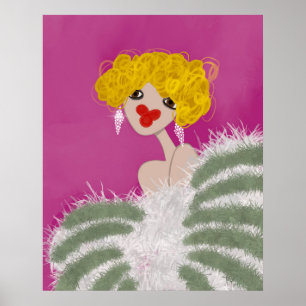 Poster Fille de fête Danse Rose Glam Mode Art