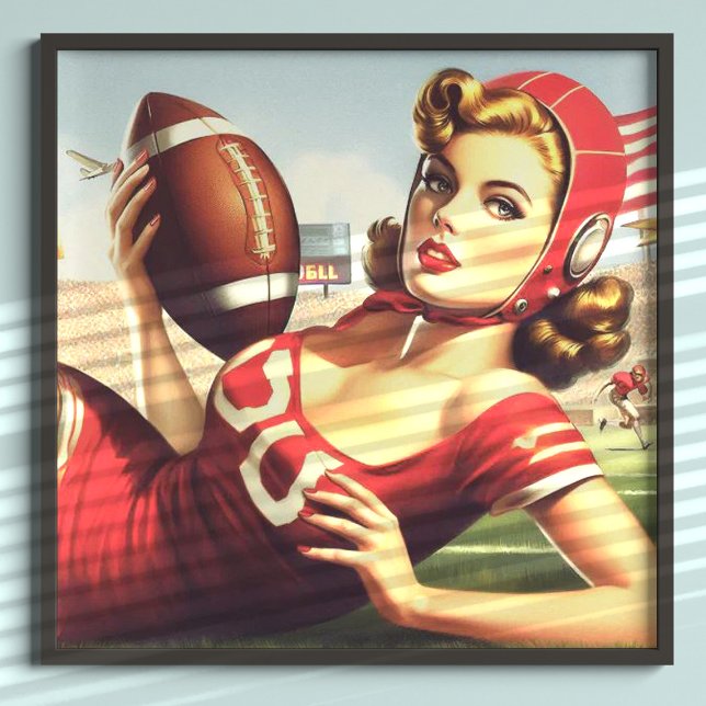 Poster Fille de football vintage (Créateur téléchargé)