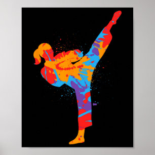 Poster Fille de karaté Arts martiaux colorés Enfants Femm