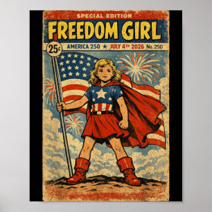 Poster Fille de la liberté America 250 4 juillet 2026 Rét