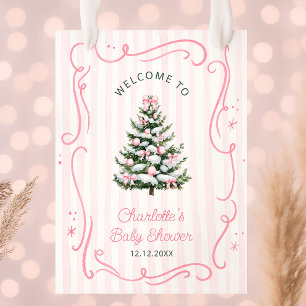 Poster Fille de l'hiver rose Bienvenue à la Baby Shower