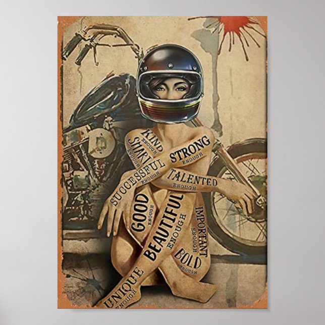 Poster fille de motard vintage (Devant)