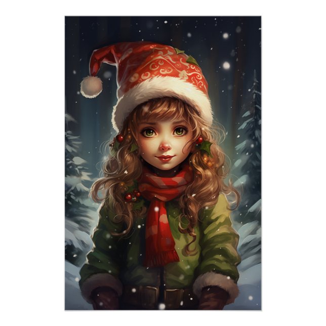 Poster Fille de Noël Elfe (Devant)