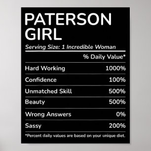 Poster Fille de Paterson Drôle Nouvelle Jersey Ville nata
