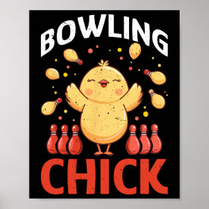 Poster Fille de quille Bowling drôle Bylls