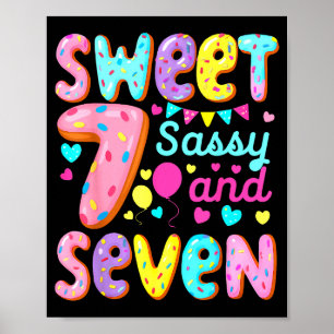 Poster Fille de sept ans anniversaire douce Sy et sept an