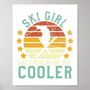 Poster Fille De Ski Drôle Femme Instructeur De Ski Et Ski