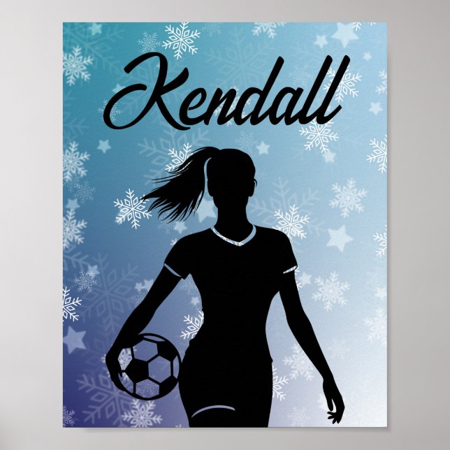 Poster Fille de soccer Personnalisé Hiver Ombre Flocon de (Devant)