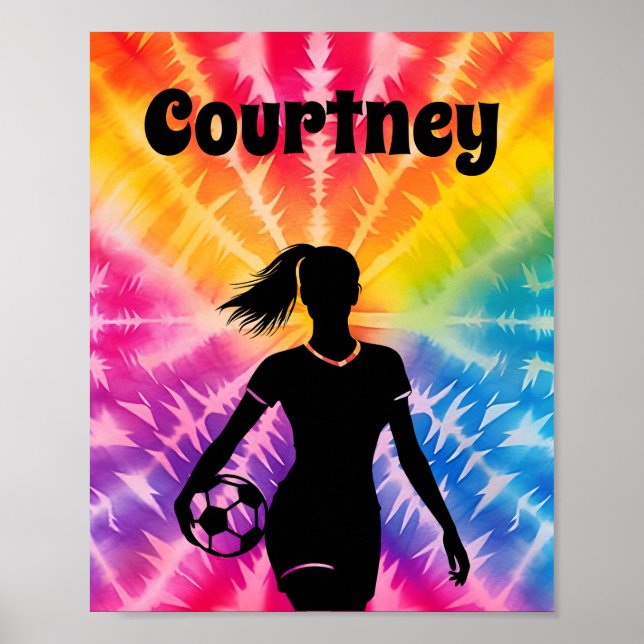 Poster Fille de soccer Personnalisée Cravate-Dye Rainbow  (Devant)