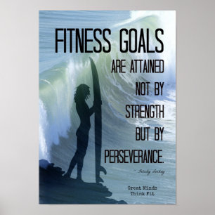 Poster Fille de surfer avec des buts de forme physique !
