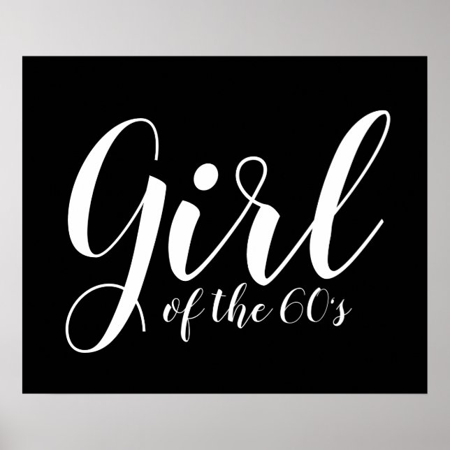 Poster Fille des années 60 Typographie noir blanc (Devant)