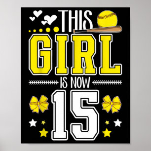 Poster Fille Douce 15 Ans Anniversaire 15 Ans Joueuse Dou